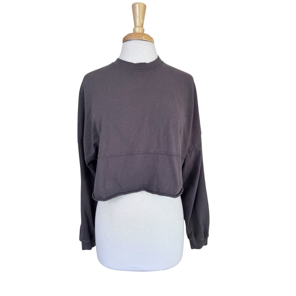 SPIRIT JERSEY Nashville Music City Brown Crop Long Sleeve Top Size Small Womens - Picture 2 of 11